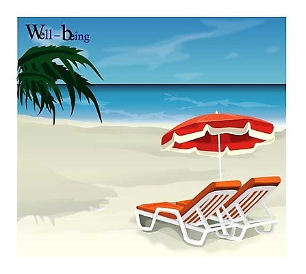 EPS 주간 나무 식물 웰빙 사계절 계절 파도 바다 여행 백그라운드 의자 일러스트 자연 하늘 풍경 해변 사람없음 야외 여름 야자수 파라솔 휴양지 선베드 국내일러스트 자연요소 가구 장소 생태계 파일형식 벡터