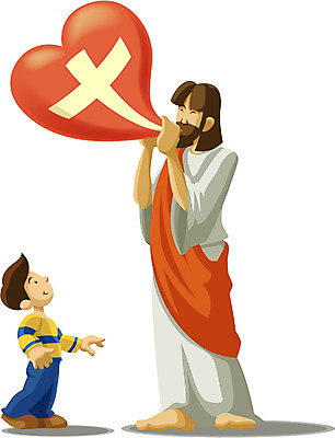 EPS 남자 기독교 종교 어린이 십자가 일러스트 사랑 사람 소년 두명 성경 하트 마음 예수 풍선 남자만 소년만 국내일러스트 모양 감정 종교용품 신_종교 어린이만 파일형식 벡터