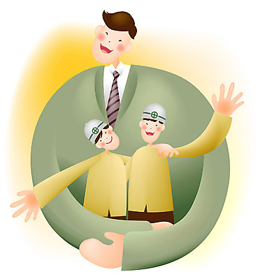 EPS 남자 산업 일러스트 비즈니스 건설업 사람 세명 건설현장 노사화합 남자만 국내일러스트 파일형식 벡터