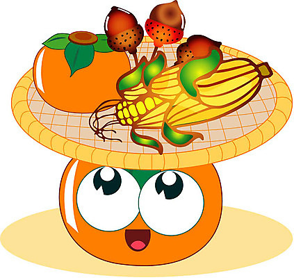 클립아트 식물 캐릭터 열매 과일 일러스트 감 옥수수 도토리 과일캐릭터 체반 일러캐릭터 곡류 견과류