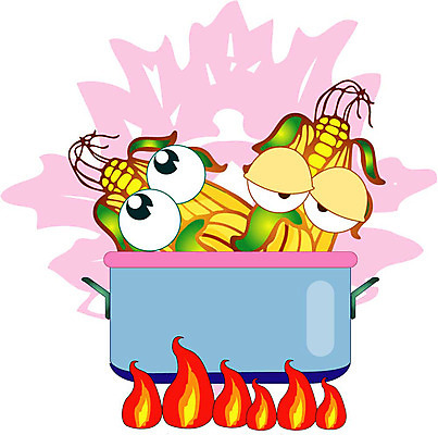 클립아트 식물 캐릭터 열매 음식 일러스트 식재료 불 불꽃 옥수수 냄비 음식캐릭터 일러캐릭터 자연요소 곡류 솥