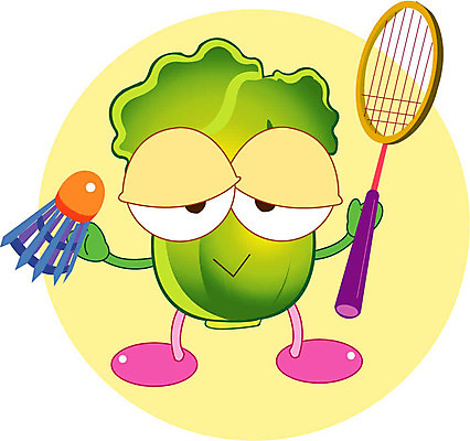 클립아트 식물 캐릭터 채소 일러스트 식재료 라켓 배드민턴라켓 셔틀콕 배추 음식캐릭터 배드민턴 일러캐릭터 음식 스포츠용품 구기