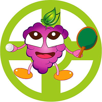 클립아트 식물 캐릭터 열매 스포츠 과일 일러스트 포도 레포츠 구기 라켓 탁구채 탁구 심볼 스포츠캐릭터 포도송이 일러캐릭터 스포츠용품 레저 탁구용품