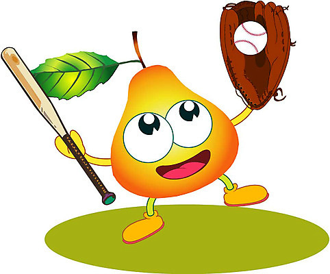 클립아트 식물 캐릭터 열매 스포츠 과일 일러스트 공 운동 구기 야구 야구공 스포츠캐릭터 일러캐릭터 건강 야구용품