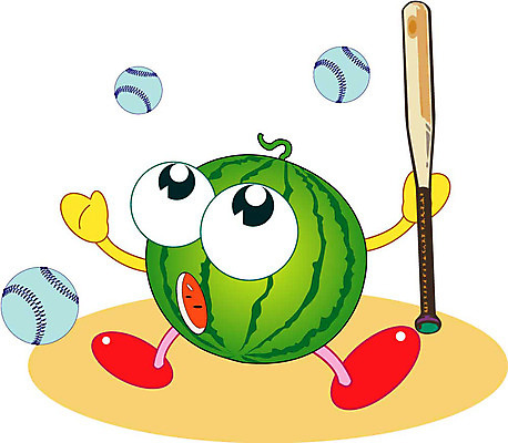 클립아트 식물 캐릭터 열매 스포츠 과일 일러스트 공 수박 운동 구기 야구 야구공 스포츠캐릭터 일러캐릭터 건강 야구용품