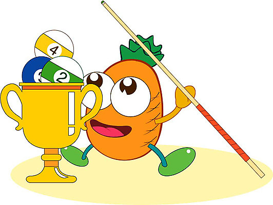 클립아트 식물 캐릭터 채소 과일 일러스트 식재료 놀이 경기 당근 게임 우승 포켓볼 음식캐릭터 챔피언 일러캐릭터 음식 스포츠 뿌리채소 최고 당구