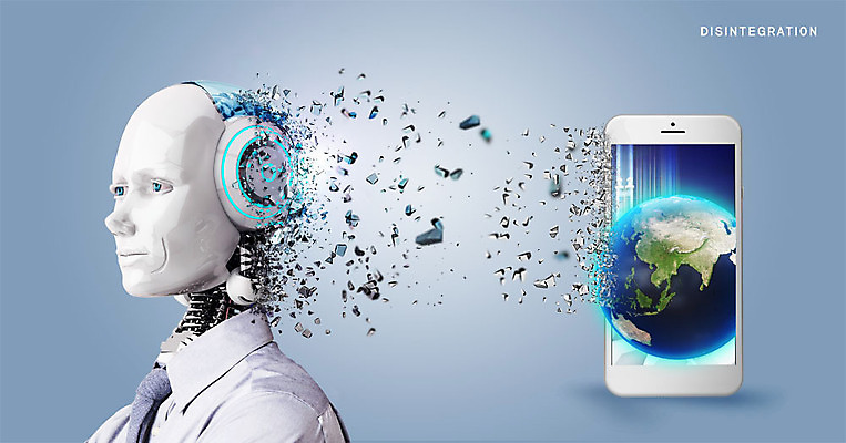 PSD 편집이미지 응시 지구 조각 와이셔츠 넥타이 날리기 사람없음 스마트폰 파편 스마트 붕괴 깨짐 휴머노이드 4차산업 AI_인공지능 이미지편집 시선 잡화 산업 컨셉 셔츠 모션 핸드폰 스마트기기 로봇 파일형식