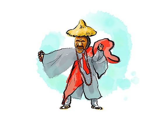 전신 PSD 한국전통 남자 일러스트 캘리그라피 붓터치 한명 사람 성인 댄서 한국인 탈춤 전통무용 번짐 염주 승복 국내일러스트 직업 1 전통 한국 동양인 춤 전통공연 불교용품 파일형식 효과