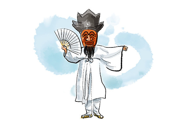 전신 PSD 한국전통 남자 일러스트 캘리그라피 붓터치 한명 사람 성인 댄서 한국인 한복 탈춤 전통무용 번짐 하회탈 전통부채 양반탈 정자관 국내일러스트 직업 1 전통 한국 동양인 춤 부채 전통의상 전통공연 탈 전통탈 파일형식 효과