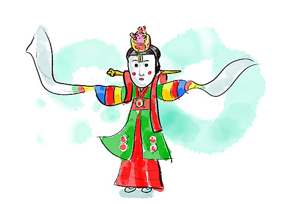 전신 PSD 한국전통 여자 일러스트 캘리그라피 붓터치 한명 사람 성인 댄서 한국인 한복 탈춤 전통무용 번짐 족두리 한삼 국내일러스트 직업 1 전통 전통소품 한국 동양인 춤 전통의상 전통공연 파일형식 효과