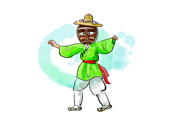 전신 PSD 한국전통 남자 일러스트 캘리그라피 붓터치 한명 사람 성인 댄서 한국인 한복 탈춤 전통무용 번짐 국내일러스트 직업 1 전통 한국 동양인 춤 전통의상 전통공연 파일형식 효과