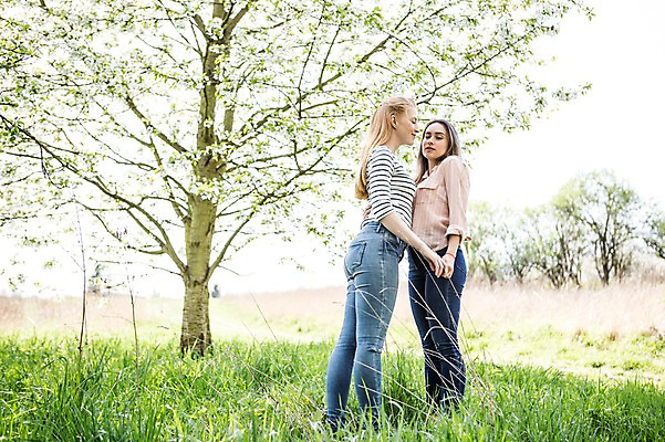 포토 JPG 주간 전신 서양인 외국인 커플 여자 행복 꽃나무 미소 사람 잔디 20대 성인 야외 두명 옆모습 손잡기 다정 동성애자 성인여자만 국내포토 자연요소 나무 식물 꽃 감정 뷰포인트 컨셉 관계 모션 표정 인종 청년 여자만 성인만 파일형식 성소수자