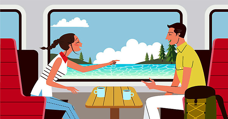 커플 여자 남자 호수 여행 일러스트 배낭 대화 미소 사람 풍경 상반신 성인 두명 강 손들기 기차 머그컵 창가 마주앉기 연휴 기차여행 성인만 국내일러스트 AI파일 육상교통 가방 창문 관계 모션 대중교통 표정 말하기 앉기 컵 공휴일 파일형식 벡터