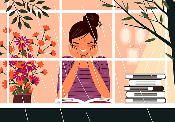 나무 여자 일러스트 휴식 한명 미소 사람 상반신 성인 책 독서 눈감음 꽃병 턱괴기 나뭇가지 비 창가 연휴 안식처 책더미 성인여자한명만 소확행 국내일러스트 AI파일 자연요소 식물 1 꽃 컨셉 창문 모션 날씨 표정 공휴일 신조어 무더기 여자한명만 성인여자만 파일형식 벡터