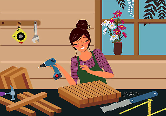 여자 일러스트 창문 나뭇잎 실내 줄자 한명 미소 사람 상반신 성인 취미 꽃병 공구 스패너 작업 못 망치 만들기 목공예 톱 연휴 DIY 전동드릴 성인여자한명만 소확행 국내일러스트 AI파일 1 꽃 잎 모션 표정 자 내부 공휴일 도구 공예 드릴 신조어 여자한명만 성인여자만 파일형식 벡터