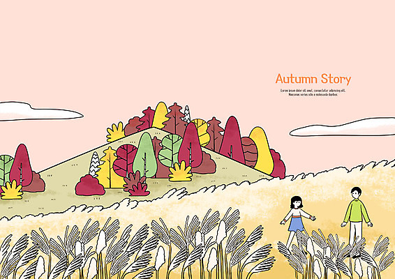 전신 PSD 커플 여자 남자 단풍 일러스트 단풍나무 산 사람 성인 두명 가을풍경 산책 가을 언덕 억새 억새밭 성인만 국내일러스트 나무 식물 계절 잎 관계 휴식 풍경 파일형식 가을_계절