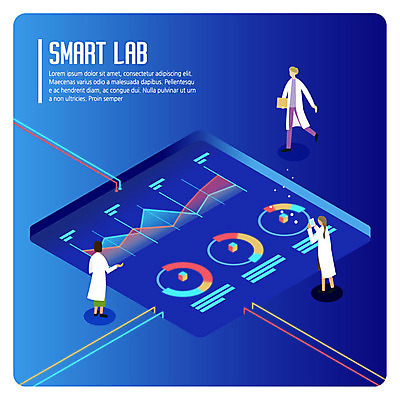 전신 여자 남자 일러스트 그래프 실험 설명 서기 사람 손짓 성인 세명 파란색 걷기 스크린 실험복 실험실 연구원 스마트 문서 아이소메트릭 연구소 성인만 국내일러스트 AI파일 직업 컬러 컨셉 모션 가운 파일형식 벡터
