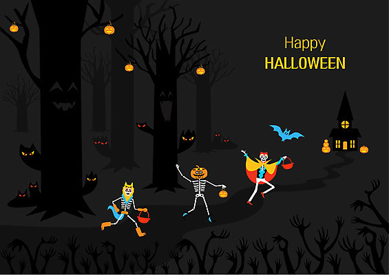 나무 일러스트 해골 들기 사람없음 달리기 바구니 축제 할로윈 등불 유령 야간 망토 즐거움 박쥐 숲길 잭오랜턴 국내일러스트 AI파일 자연요소 식물 감정 길 포유류 모션 조명 뼈 파일형식 벡터