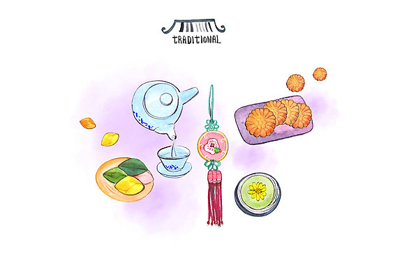 PSD 한국전통 일러스트 수채화 전통소품 사람없음 붓기 찻잔 찻주전자 노리개 송편 약과 전통다과 국내일러스트 전통 모션 주전자 잔 떡 한국 전통음식 오브젝트 다과 파일형식