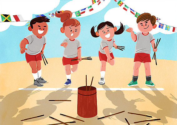 전신 PSD 여자 남자 어린이라이프 어린이 일러스트 학교 미소 사람 여러명 스쿨라이프 운동장 가을 던지기 즐거움 체육복 체육대회 만국기 투호 어린이만 국내일러스트 라이프스타일 계절 교육 감정 다수 스포츠시설 모션 표정 운동복 전통놀이 공간 국기 체육 대회 파일형식