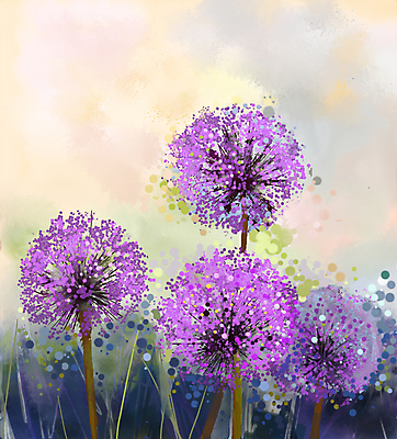 JPG 해외이미지 꽃 일러스트 사람없음 보라색 그림 손그림 유화 해외202004 해외일러스트 식물 컬러 미술 파일형식 이미지허브