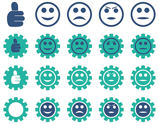 JPG 해외이미지 아이콘 행복 감정 표정 웃음 사람없음 파란색 세트 기쁨 분노 표현 최고 톱니바퀴 손모양 긍정적 부정적 해외202004 이모지 해외포토 포토 모양 컬러 파일형식 손_신체부위 이미지허브