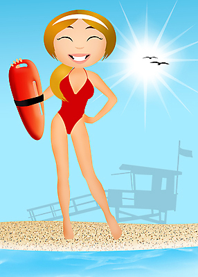 포토 JPG 해외이미지 여자 모래 파도 바다 일러스트 휴가 한명 들기 안전 사람 빨간색 안전요원 해상안전요원 여자한명만 해외202004 해외일러스트 1 컬러 모션 여자만 파일형식 이미지허브