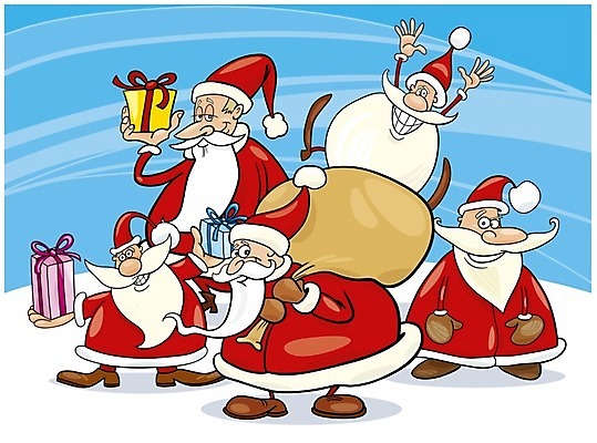 포토 JPG 해외이미지 캐릭터 노년 남자 크리스마스 겨울 일러스트 기념 들기 여러명 선물상자 산타클로스 점프 유머 보따리 자루 선물자루 해외202004 해외일러스트 계절 기념일 감정 다수 모션 선물 사람 성인 상자 파일형식 이미지허브