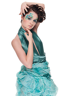 포토 JPG 해외이미지 백인 여자 얼굴 요정 나선형 건강 창조 미술 한명 성인 파란색 뷰티 페인트 화장품 흰색 입 속눈썹 피부 의료성형뷰티 해외202004 해외포토 서양인 1 컬러 무늬 문화예술 사람 신체부위 눈썹 파일형식 이미지허브