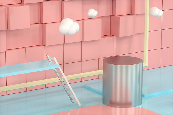 포토 JPG 해외이미지 구름 분홍색 백그라운드 사다리 사람없음 3D 공간 큐브 정사각형 원기둥 단상 해외포토 자연요소 도형 컬러 도구 원형 디지털합성 파일형식 이미지허브