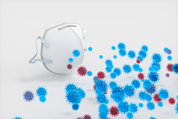 JPG 해외이미지 의학 마스크 사람없음 3D 바이러스 보호 방역 전염병 코로나바이러스 델타변이바이러스 오미크론 해외포토 포토 컨셉 질병 디지털합성 파일형식 이미지허브