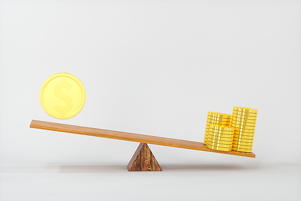 JPG 해외이미지 일러스트 저울 사람없음 금융 경제 3D 달러 동전 디지털합성 금화 가치 환율 가치평가 동전탑 저울질 해외일러스트 돈 쌓기 황금 평가 파일형식 이미지허브