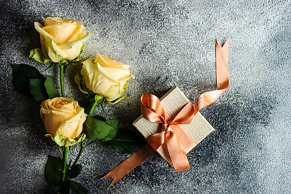 포토 JPG 해외이미지 리본 잎 회색배경 사람없음 선물상자 장미 해외포토 식물 꽃 백그라운드 선물 상자 회색 파일형식 이미지허브