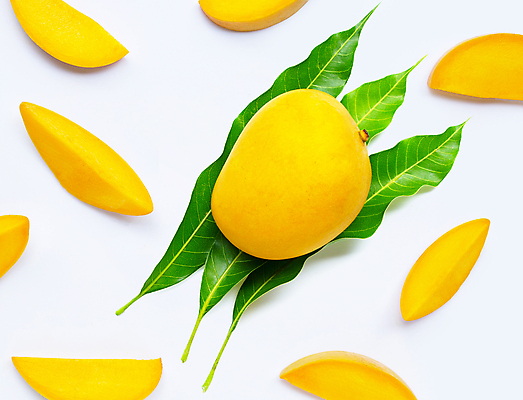 포토 JPG 해외이미지 잎 실내 사람없음 여러개 열대과일 흰배경 망고 과일조각 해외포토 식물 조각 다수 백그라운드 과일 내부 흰색 파일형식 이미지허브