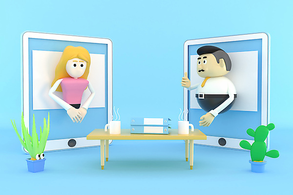 JPG 해외이미지 여자 남자 화분 일러스트 탁자 회의 선인장 3D캐릭터 상반신 성인 두명 컵 파란색 태블릿 3D 비즈니스맨 비즈니스우먼 문서 식물캐릭터 파일폴더 화상통화 성인만 해외일러스트 식물 캐릭터 식기 컬러 가구 비즈니스 사람 전자제품 스마트기기 사무용품 직장인 디지털합성 통화 파일형식 이미지허브