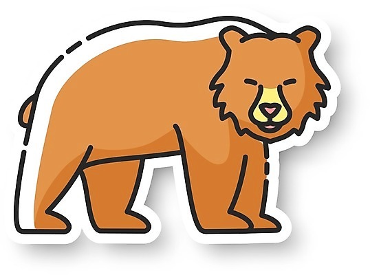 EPS 해외이미지 한마리 스티커 일러스트 곰 사람없음 갈색 해외일러스트 동물 1 컬러 포유류 파일형식 벡터 이미지허브