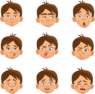 EPS 해외이미지 캐릭터 응시 남자 감정 얼굴 어린이 일러스트 사람 소년 10대 머리 플랫 만화 고립 아바타 표현성 해외일러스트 일러캐릭터 시선 청소년 신체부위 파일형식 벡터 이미지허브
