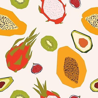 EPS 해외이미지 분홍색 잎 일러스트 키위 초록색 낙서 아보카도 해외일러스트 식물 컬러 과일 파일형식 벡터 이미지허브