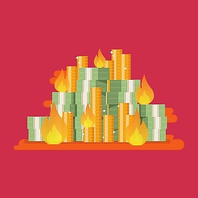 EPS 해외이미지 일러스트 불 사람없음 빨간색 금융 경제 동전 돈다발 위험 동전탑 위기 해외일러스트 자연요소 컬러 컨셉 돈 쌓기 파일형식 벡터 이미지허브