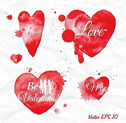 EPS 해외이미지 영어 일러스트 수채화 사랑 사람없음 하트 손그림 해외일러스트 모양 문자 감정 파일형식 벡터 이미지허브