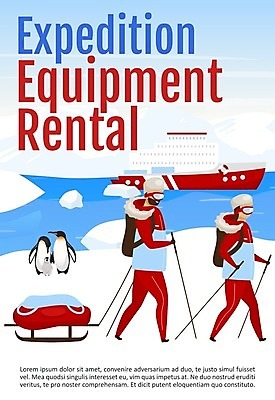 EPS 해외이미지 여자 남자 포스터 줄 여행 일러스트 고글 성인 두명 걷기 당기기 연결 남극 즐거움 펭귄 휴양지 썰매 빙산 등산스틱 성인만 해외일러스트 감정 모션 조류 사람 장소 극지방 등산용품 파일형식 벡터 이미지허브