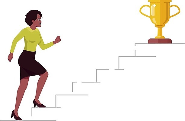 EPS 해외이미지 전신 디자인 여자 일러스트 성공 한명 성인 계단 성장 비즈니스우먼 트로피 오르기 성인여자한명만 해외일러스트 1 컨셉 비즈니스 모션 사람 직장인 상_우승 여자한명만 성인여자만 파일형식 벡터 이미지허브