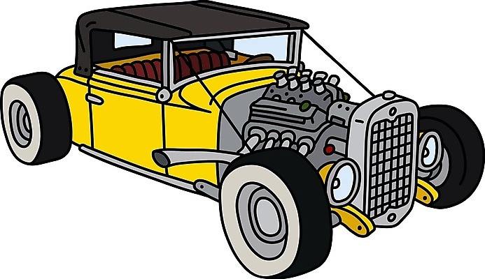 EPS 해외이미지 일러스트 자동차 사람없음 노란색 빈티지 클래식 오픈카 복고 클래식카 해외일러스트 육상교통 컬러 컨셉 승용차 파일형식 벡터 이미지허브