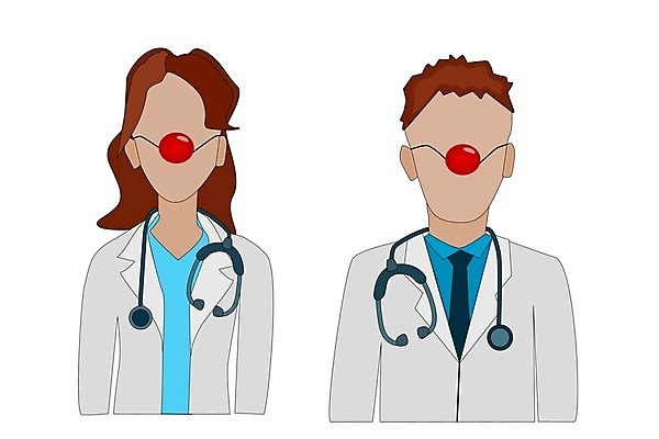 EPS 해외이미지 템플릿 직업 디자인 남자 포스터 얼굴 어린이 컨셉 일러스트 청진기 건강 병원 웃음 사람 빨간색 약 방 환자 간호사 의사 광대 플랫 4월 만화 심볼 흰배경 코 안심 외과 고립 돌봄 자선단체 해외일러스트 컬러 백그라운드 의학 의료기기 모션 표정 육류 신체부위 의료진 흰색 그룹 날짜 자선 파일형식 벡터 이미지허브