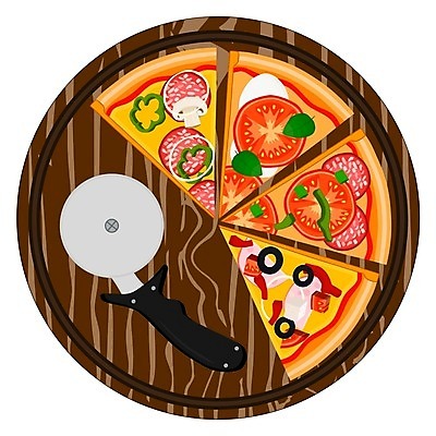 EPS 해외이미지 디자인 토마토 일러스트 도마 피자 사람없음 피자조각 피자칼 해외일러스트 조각 채소 주방용품 패스트푸드 서양음식 파일형식 벡터 이미지허브