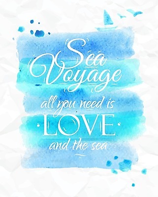 EPS 해외이미지 바다 하늘색 요트 일러스트 조류 수채화 사람없음 여름 손그림 레터링 해외일러스트 동물 계절 배_교통 파란색 파일형식 벡터 이미지허브