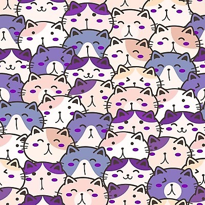 EPS 해외이미지 캐릭터 백그라운드 패턴 일러스트 사람없음 보라색 고양이 해외일러스트 일러캐릭터 컬러 무늬 포유류 반려동물 파일형식 벡터 이미지허브