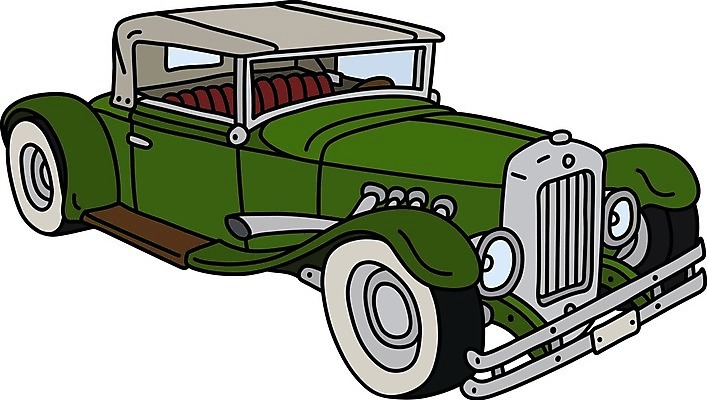 EPS 해외이미지 일러스트 자동차 사람없음 초록색 금속 빈티지 클래식 오픈카 복고 클래식카 해외일러스트 육상교통 컬러 컨셉 승용차 재질 파일형식 벡터 이미지허브