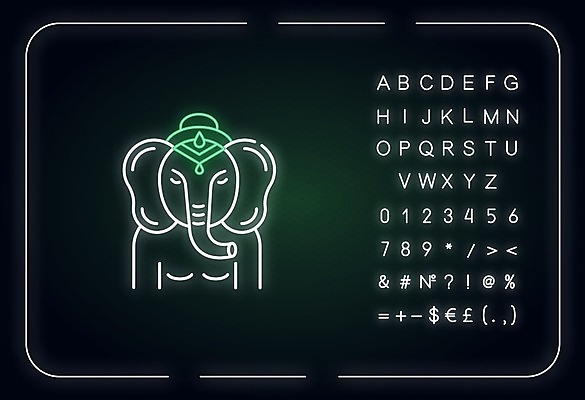 EPS 해외이미지 일러스트 코끼리 사람없음 네온 인도문화 해외일러스트 동양문화 외국문화 포유류 인도_나라 파일형식 벡터 이미지허브