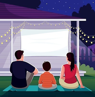 EPS 해외이미지 여자 남자 어린이 일러스트 가족 휴식 주택 함께함 앉기 소년 상반신 성인 야외 세명 스크린 야간 영화 영화감상 해외일러스트 자연요소 컨셉 관계 모션 문화예술 사람 건물 감상 파일형식 벡터 이미지허브
